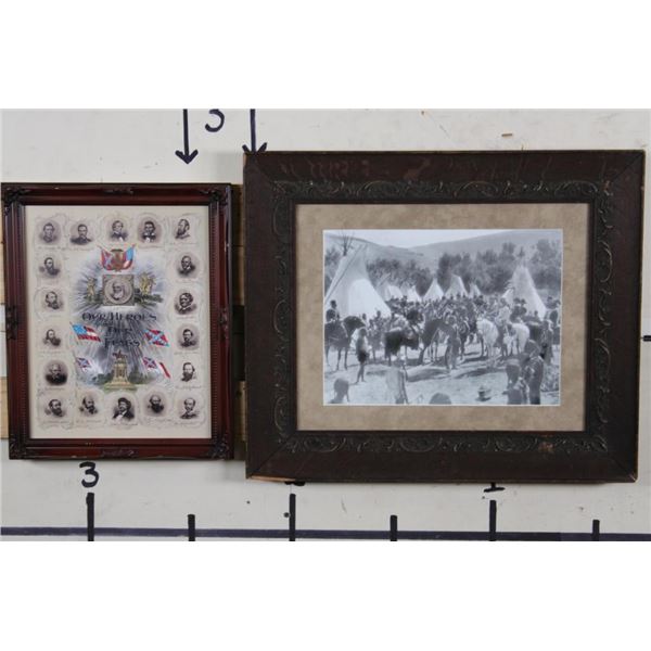 "Our Heroes and Our Flags" Civil War Print and "Crow Indians with Tipis and Horses" Print (ONE$)