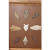 Image 3 : 9 Prehistoric South Texas Bandera Willow Leaf Flint Spear Points or Preforms in a Glass and Wood