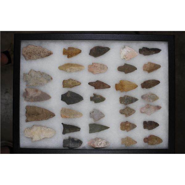 (33) Native American ARROWHEADS in a Display Case (ONE$)