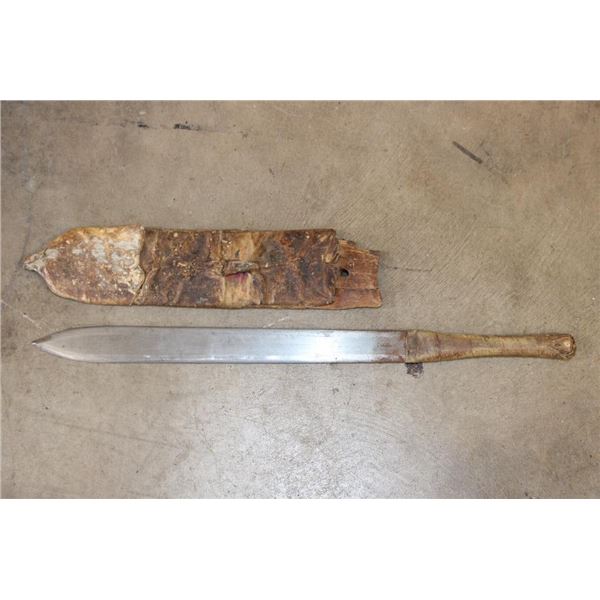 Antique African Maasai KNIFE with a Rawhide SHEATH