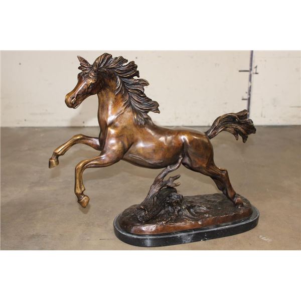 Big Bucking BRONCO Bronze Sculpture on a Marble Base, Weight 31 lbs