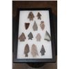 Image 1 : (12) Prehistoric South Texas Bandera Flint Surface Finds ARROWHEADS in a Display Case (ONE$)