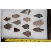 Image 2 : (12) Prehistoric South Texas Bandera Flint Surface Finds ARROWHEADS in a Display Case (ONE$)