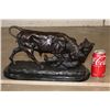 Image 2 : Bronze Fighting BULL AND BEAR Sculpture on a Marble Base, Weight 23 lbs