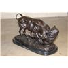 Image 3 : Bronze Fighting BULL AND BEAR Sculpture on a Marble Base, Weight 23 lbs