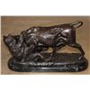 Image 6 : Bronze Fighting BULL AND BEAR Sculpture on a Marble Base, Weight 23 lbs