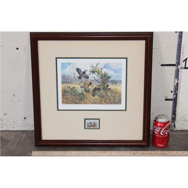 Limited Edition 1991 Quail Stamp and Print signed and Numbered by renowned artist John P. Cowan