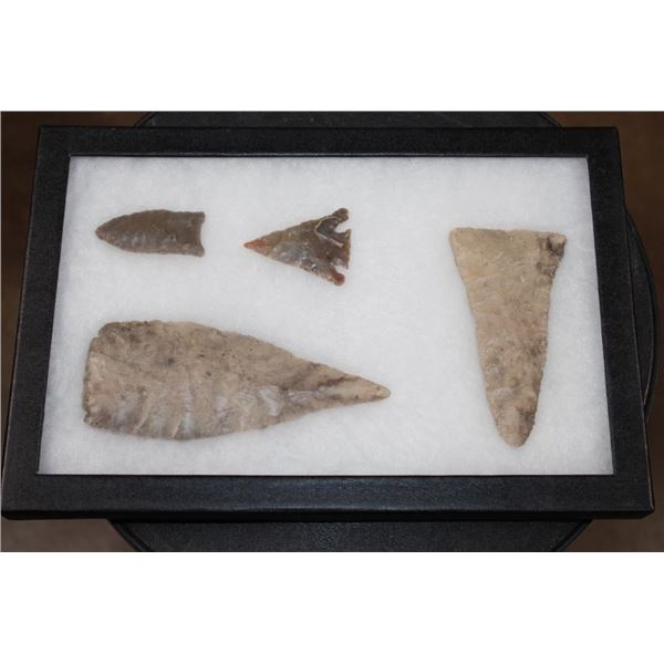 *Amazing Flint Collection* (4) ARROWHEADS-Base Tang ARROWHEAD, Knife. Possibly Plainview and Ensor