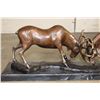 Image 3 : Big BRONZE Fighting MOOSE BULLS on a Marble Base, Weight 48 lbs