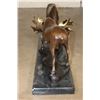 Image 7 : Big BRONZE Fighting MOOSE BULLS on a Marble Base, Weight 48 lbs