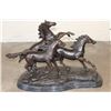 Image 1 : XXXL Wild HORSES Bronze on Sculpture on a Marble Base, Weight 84 lbs