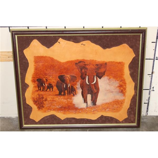 Big Framed Original Art Pyrography signed by African artist Isak Koch