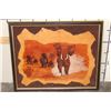 Image 1 : Big Framed Original Art Pyrography signed by African artist Isak Koch