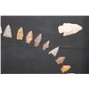Image 4 : (62) Pre-historic Flint ARROW and SPEAR Points displayed in a Wood Frame (ONE$)
