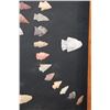 Image 8 : (62) Pre-historic Flint ARROW and SPEAR Points displayed in a Wood Frame (ONE$)