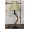 Image 1 : Carved and Polished KUDU Horn Lamp with a Cape Buffalo Scene