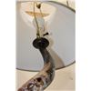 Image 7 : Carved and Polished KUDU Horn Lamp with a Cape Buffalo Scene