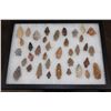 Image 1 : (37) Prehistoric Northeast Texas Flint Dart Point ARROWHEADS in a Display Case (ONE$)