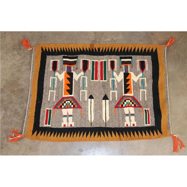 Small Mid-Century Hand-woven NAVAJO YEI Rug