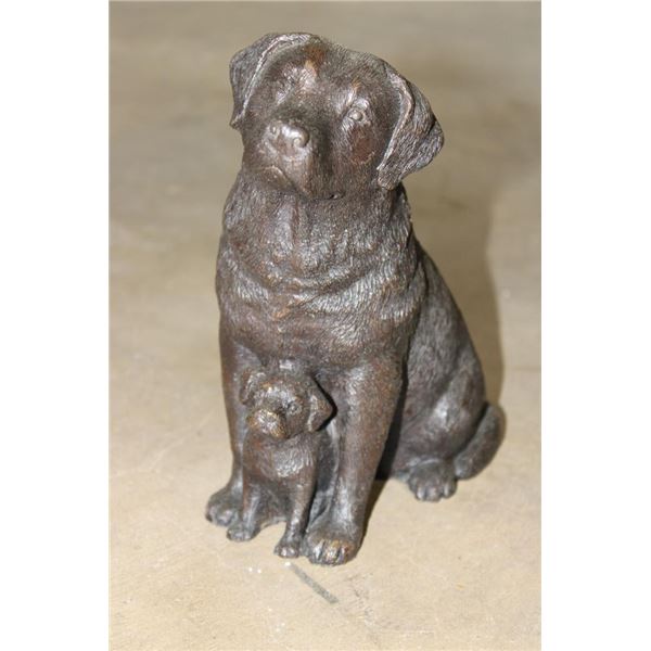 Mother DOG with Her PUPPY Bronze Sculpture, Weight 4 lbs