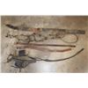Image 1 : Antique "Old West" Horse Bits, Bridals, 2 Tooled Leather Belts, and a Leather Strap (ONE$)
