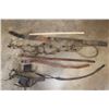 Image 2 : Antique "Old West" Horse Bits, Bridals, 2 Tooled Leather Belts, and a Leather Strap (ONE$)