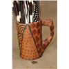 Image 3 : Over 50 African PORCUPINE Quills and 4 GUINEAFOWL Feathers in a Wooden Decorative Mug (ONE$)