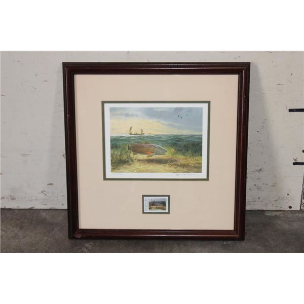 Limited Ed. 1986 "First" Texas State Saltwater Fishing Stamp & Print signed by artist John P. Cowan