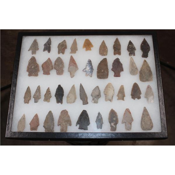 (38) Native American ARROWHEADS in a Display Case (ONE$)