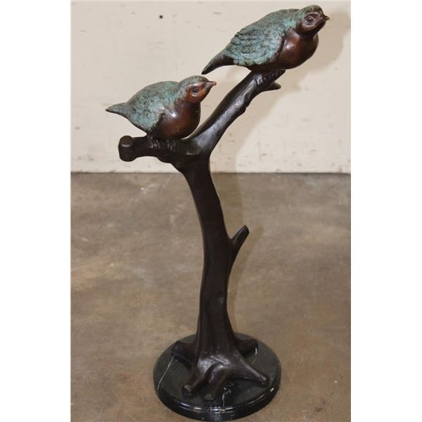Big Bronze Sculpture of LOVE BIRDS on a Branch, Weight 13 lbs