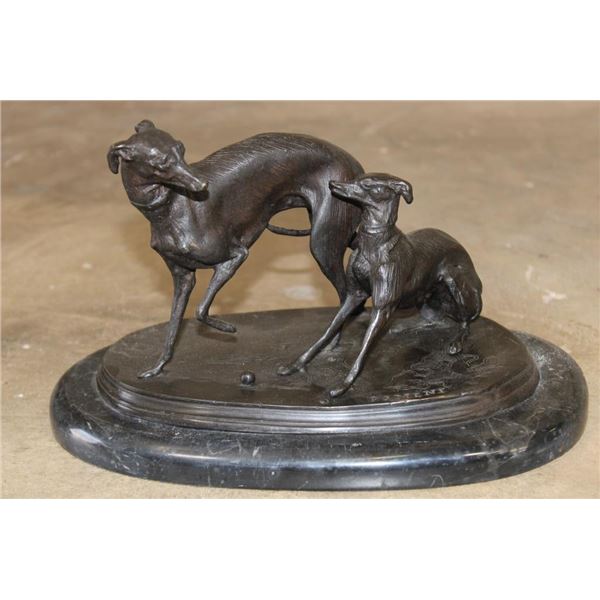 "Jiji et Giselle" or "Jiji and Giselle" Bronze sculpture after PJ Mene on a Marble Base, Weight 6