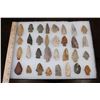 Image 2 : (32) Prehistoric Northeast Texas Flint Spear Point ARROWHEADS in a Display Case (ONE$)