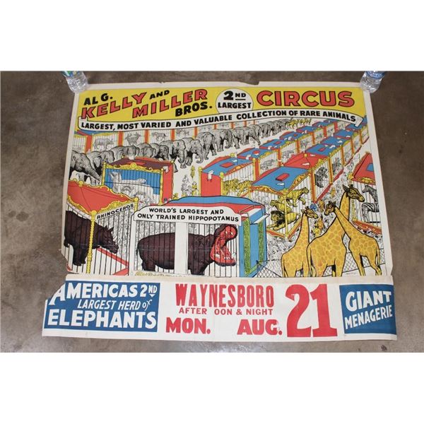 Original AL G. Kelly and Miller Bros. "2nd Largest Circus" Advertisement from the 1950's