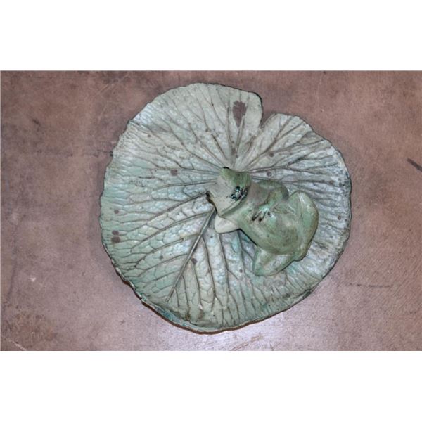 FROG lounging on a Lily Pad Bronze Sculpture, Weight 4 lbs