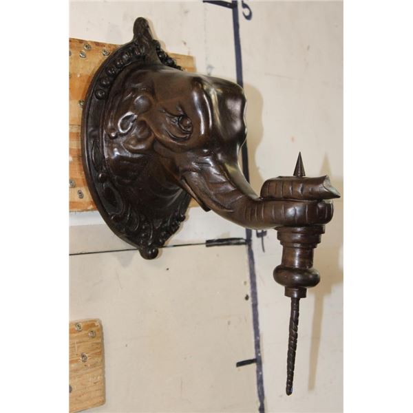 Bronze ELEPHANT Head Wall Sconce Candleholder, Weight 5 lbs