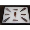 Image 1 : (9) Flint Spear Point ARROWHEADS in a Display Case (ONE$)