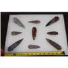 Image 2 : (9) Flint Spear Point ARROWHEADS in a Display Case (ONE$)