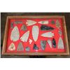 Image 1 : (22) Walnut Press Frame of an incredible group of ARROWHEADS in various Types and Types of Flint (ON