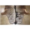 Image 3 : BLUE WILDEBEEST Hide Rug with Leather Piping, a Canvas Backing, and Hanging Loops