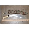 Image 2 : Antique 19th Century (1800's) Nepalese KUKRI KNIFE with a Beaded Sheath