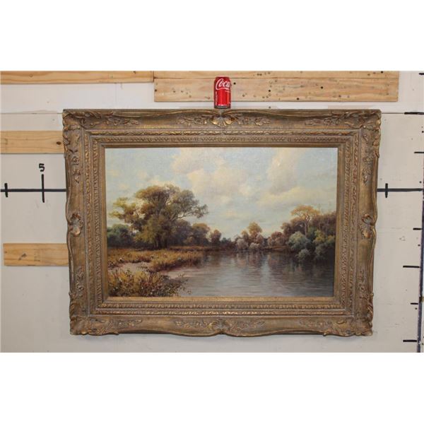 Signed Original A.D. GREER Oil Painting on Canvas in a Beautiful Carved Wooden Frame