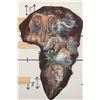 Image 1 : Beautiful African "Big 5" Painting on a *Real Skin* ELEPHANT EAR by Jos Villabrille