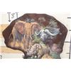 Image 2 : Beautiful African "Big 5" Painting on a *Real Skin* ELEPHANT EAR by Jos Villabrille