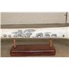 Image 3 : Scrimshawed GIRAFFE Femur Bone on a Wooden Display Stand by African Artist J.Nkosi