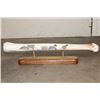 Image 1 : Scrimshawed GIRAFFE Leg Bone on a Wooden Display Stand by African Artist J.Nkosi