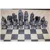 Image 3 : *Big* Hand-carved Soap Stone African CHESS BOARD Set with All 32 Pieces