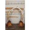 Image 1 : *TEXAS RESIDENTS ONLY* 128 lb Set of ELEPHANT IVORY TUSKS on Wood Base Stands