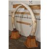 Image 2 : *TEXAS RESIDENTS ONLY* 128 lb Set of ELEPHANT IVORY TUSKS on Wood Base Stands