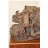 Image 6 : XL Original Hand-carved Leadwood Sculpture of a WILDEBEEST Family by African artist Robert Nzali