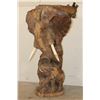 Image 1 : XL Leadwood Carving of a Mother ELEPHANT with HIPPO Tooth Ivory Tusks, her Calf, and a GIRAFFE